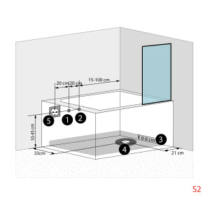 Seniorendusche Kombi Duschkabine Whirlpool Seniorenwanne mit Tür S17D-EH-WP-L-EC 150x75x210 cm