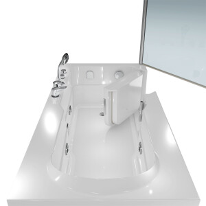 Seniorendusche Kombi Duschkabine Whirlpool Seniorenwanne mit Tür S17D-EH-WP-L-EC 150x75x210 cm