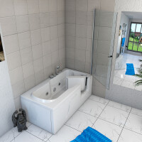 Seniorendusche Kombi Duschkabine Whirlpool Seniorenwanne mit Tür S17D-EH-WP-L-EC 150x75x210 cm