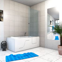 Seniorendusche und Sitzwanne Kombination Wanne mit Tür S17D-TH-L-EC 150x75x210cm