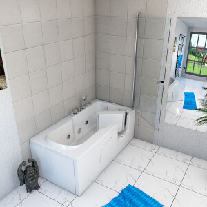 AcquaVapore Senior shower Combi shower cubicle Whirlpool senior bath with door s17d-th-wp-l-ec 150x75 cm