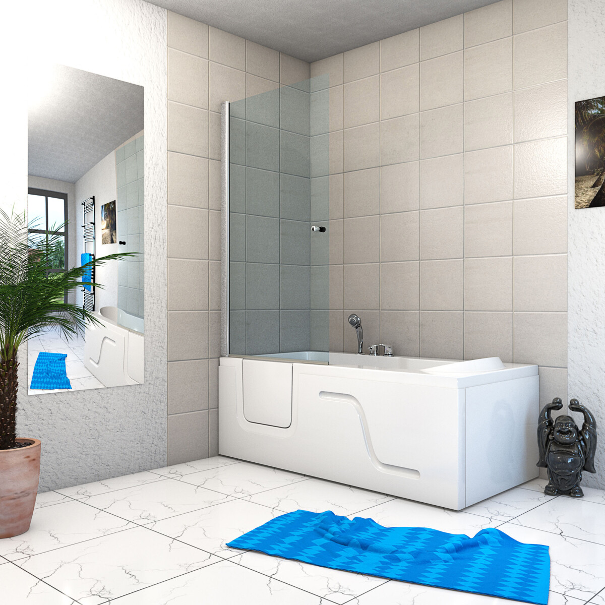 Seniorendusche und Sitzwanne Kombination Wanne mit Tür 