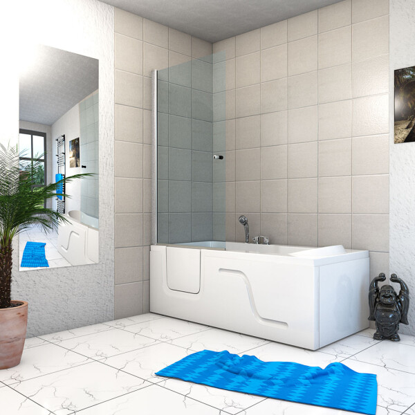Combi shower enclosure for senior citizens with door s17d-r 75x150 cm