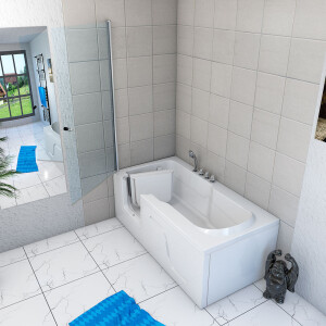 Shower cubicle for senior citizens with door s12d-th-l 75x150 cm