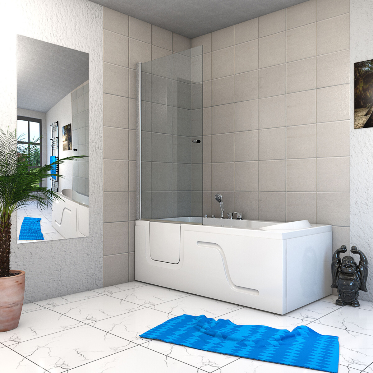 Seniorendusche Kombi Duschkabine Whirlpool Seniorenwanne mit