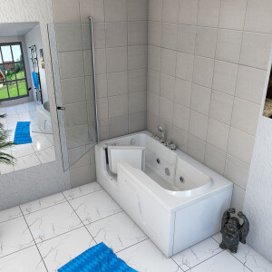 Seniorendusche Kombi Duschkabine Whirlpool Seniorenwanne mit Tür S17D-EH-WP-R 75x150x210 cm