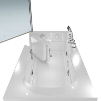 Seniorendusche Kombi Duschkabine Whirlpool Seniorenwanne mit Tür S17D-EH-WP-R 75x150x210 cm