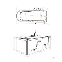 Seniorenwanne mit Tür S17-L-ALL 150x75cm