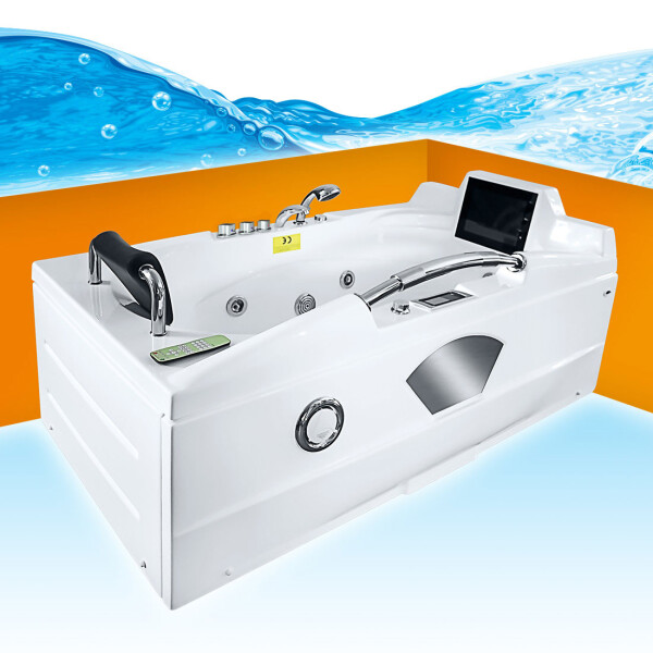 Whirlpool Vollausstattung Pool Badewanne Wanne mit TV T42L-TH 171x92cm passive Schlauchreinigung