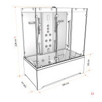 Kombination Badewanne Dusche K80-WS-EH-A-EC-EA Duschtempel 100x180 cm 2K Scheibenversiegelung