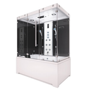 Kombination Badewanne Dusche K80-SW-TH-A-EC-SC-EA Duschtempel 100x180 cm Schlauchreinigung + Scheibenversiegelung