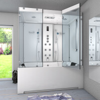 Kombination Badewanne Dusche K80-WS-TH-C-EC-EA Duschtempel 180x100 cm 2K Scheibenversiegelung
