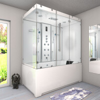 Kombination Badewanne Dusche K80-WS-TH-C-EC-EA Duschtempel 180x100 cm 2K Scheibenversiegelung