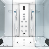 Kombination Badewanne Dusche K80-WS-TH-C-EC-EA Duschtempel 180x100 cm 2K Scheibenversiegelung