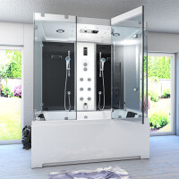Kombination Badewanne Dusche K80-SW-EH-B-SC-EA Duschtempel 180x100 cm aktive Schlauch-Reinigung