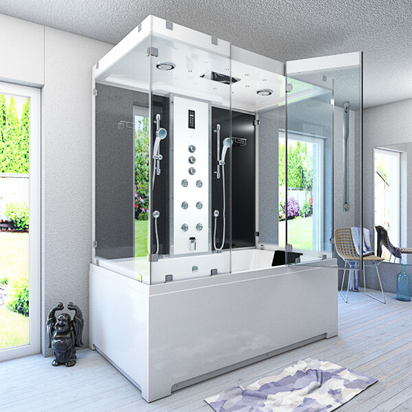 Kombination Badewanne Dusche K80-SW-TH-B-EA Duschtempel 180x100 cm OHNE Zusatzoption