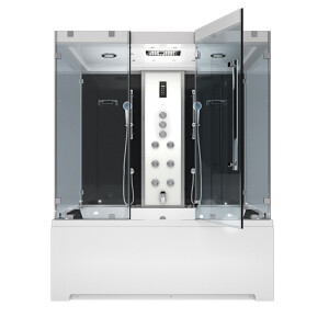 Kombination Badewanne Dusche K80-SW-TH-B-SC-EA Duschtempel 180x100 cm aktive Schlauch-Reinigung