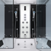 Kombination Badewanne Dusche K80-SW-TH-B-SC-EA Duschtempel 180x100 cm aktive Schlauch-Reinigung