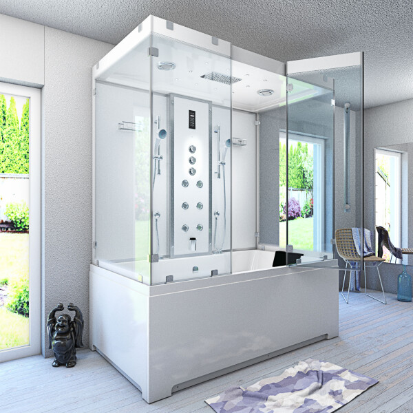 Kombination Badewanne Dusche K80-WS-TH-B-EA Duschtempel 180x100 cm OHNE Zusatzoption
