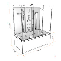 Kombination Badewanne Dusche K80-WS-TH-B-EA Duschtempel 180x100 cm OHNE Zusatzoption
