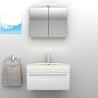 Badmöbel Set Gently 3 V1 Weiß MDF Waschtisch 70cm