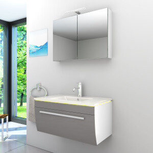 Bathroom furniture set Gently 3 v1 white/grey mdf washbasin 80cm with 1x 5w LED spotlight