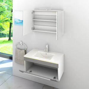 Bathroom furniture set Gently 3 v1 white/grey mdf washbasin 80cm with 1x 5w LED spotlight