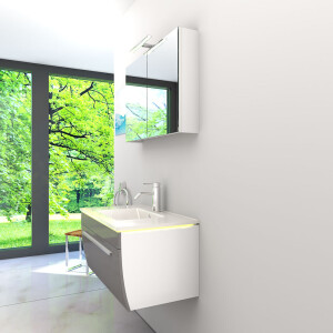 Bathroom furniture set Gently 3 v1 white/grey mdf washbasin 80cm with 1x 5w LED spotlight