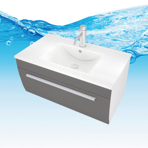 Bathroom furniture set Gently 3 v1 white/grey mdf washbasin 80cm with 1x 5w LED spotlight