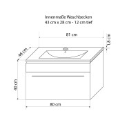 Bathroom furniture set Gently 3 v1 white/grey mdf washbasin 80cm with 1x 5w LED spotlight