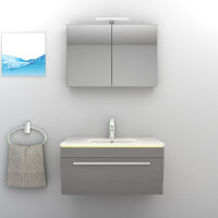 Bathroom furniture set Gently 3 v1 white/grey mdf washbasin 80cm with 1x 5w LED spotlight