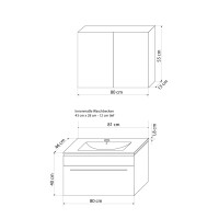 Bathroom furniture set Gently 3 v1 white/grey mdf washbasin 80cm with 1x 5w LED spotlight