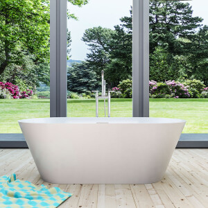 freistehende Badewanne Wanne Acryl F01 170x80cm mit Armatur AF03