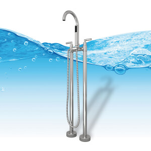 freistehende Badewanne Wanne Acryl F01 170x80cm mit Armatur AF03