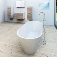 freistehende Badewanne Wanne Acryl F01 170x80cm mit Armatur AF03