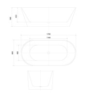 freistehende Badewanne Wanne Acryl F01 170x80cm mit Armatur AF03