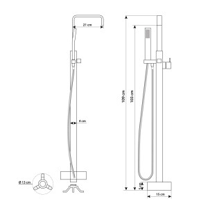 freistehende Badewanne F26 170x80cm Whirlpool Luft & Wasser mit Armatur AF05