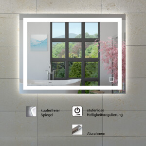 Badmöbel Gently 3 V1 Weiß/Grau 70cm + Leuchtspiegel LSP03 cm