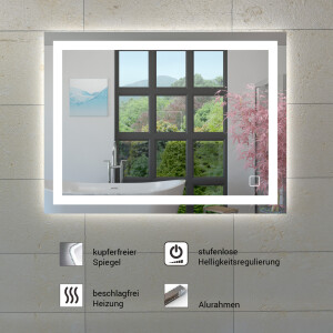 Badmöbel Set Gently 3 V1 Weiß/Grau MDF Waschtisch 70cm mit Leuchtspiegel LSP03 70x50 cm