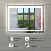 Badmöbel Set Gently 3 V1 Weiß/Grau MDF Waschtisch 70cm mit Leuchtspiegel LSP03 70x50 cm