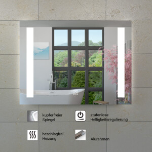 Badmöbel Gently 3 V1 Weiß/Grau 70cm + Leuchtspiegel LSP09 cm