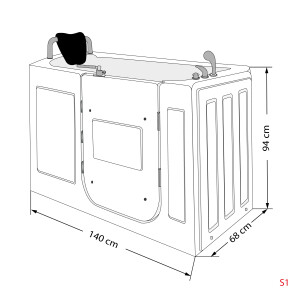 Sitzbadewanne Senioren Wanne Sitzwanne mit Tür S07-TH-C-R 140x76cm