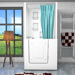 Seniorendusche und Sitzwanne Kombination Wanne mit Tür S02D-TH-B-R 100x78x205cm