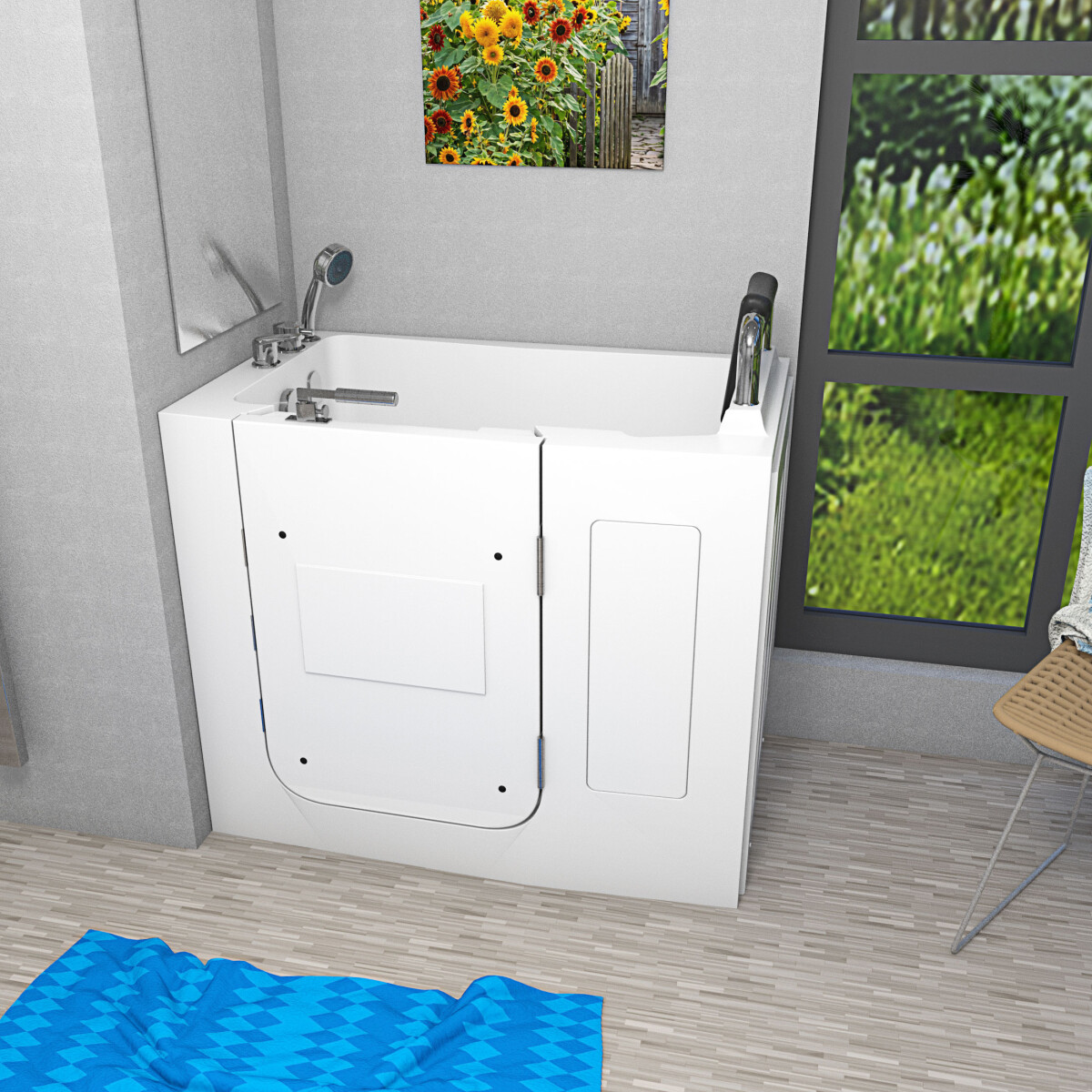 Sitting bath tub with door s08-a 68x110cm
