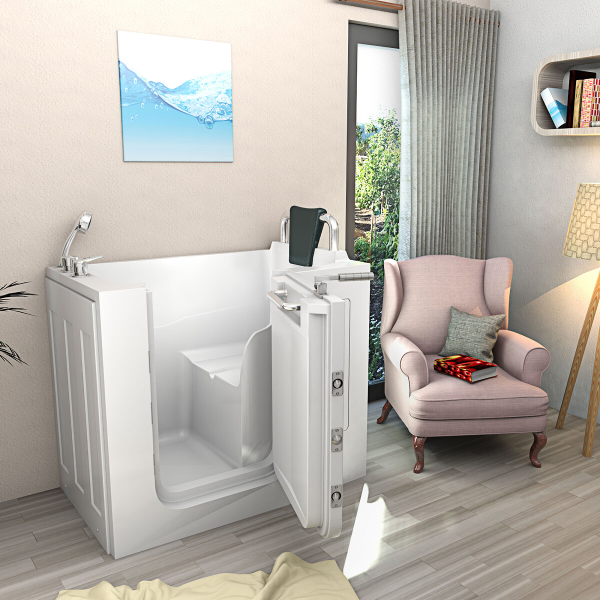 Sitting bath tub with door s08-b 110x68cm