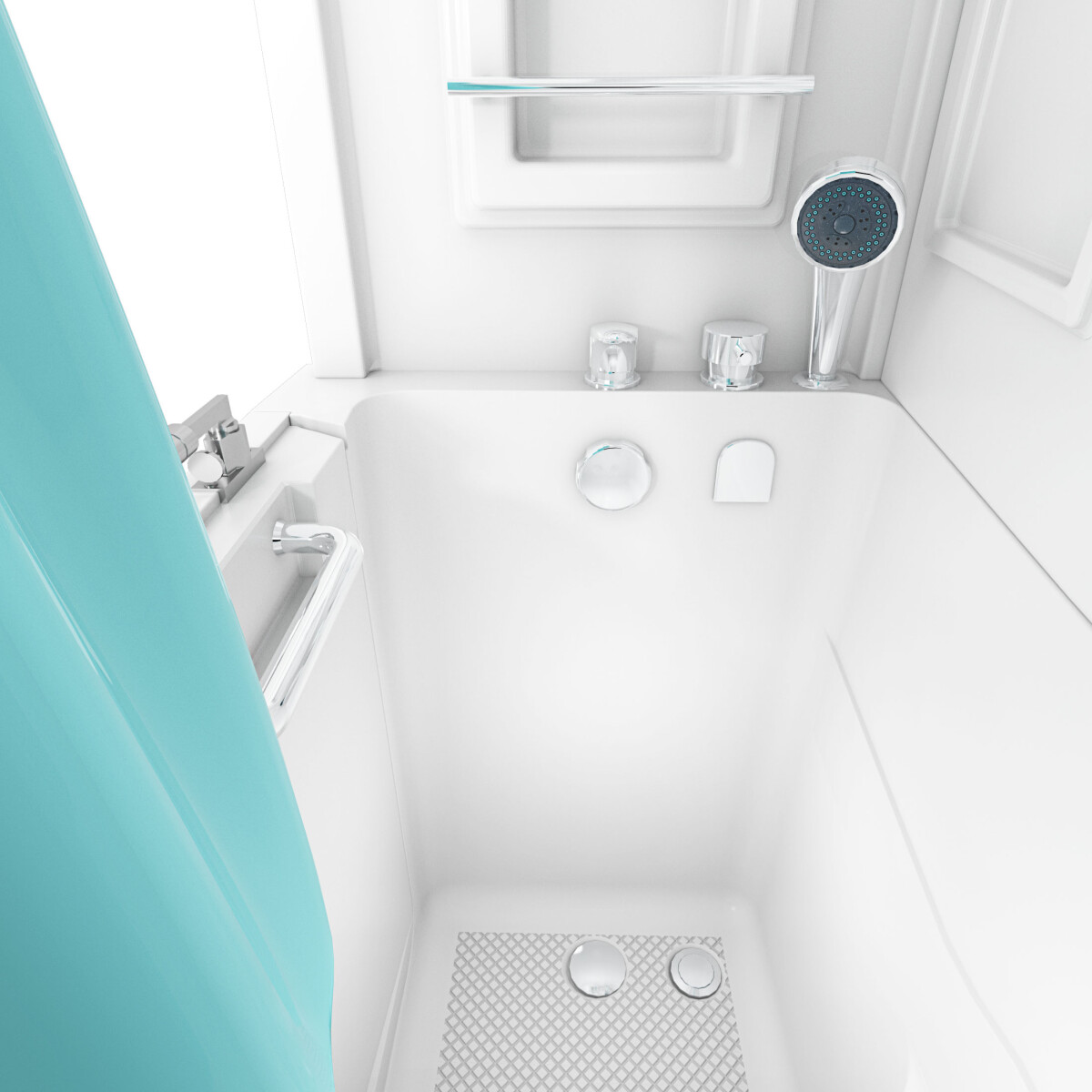 Seniorendusche und Sitzwanne Kombination Wanne mit Tür S08D-A-R 68x110x205cm