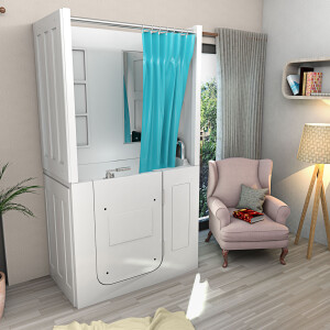 Seniorendusche und Sitzwanne Kombination Wanne mit Tür S08D-B-R 110x68x205cm