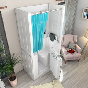 Seniorendusche und Sitzwanne Kombination Wanne mit Tür S08D-B-R 110x68x205cm