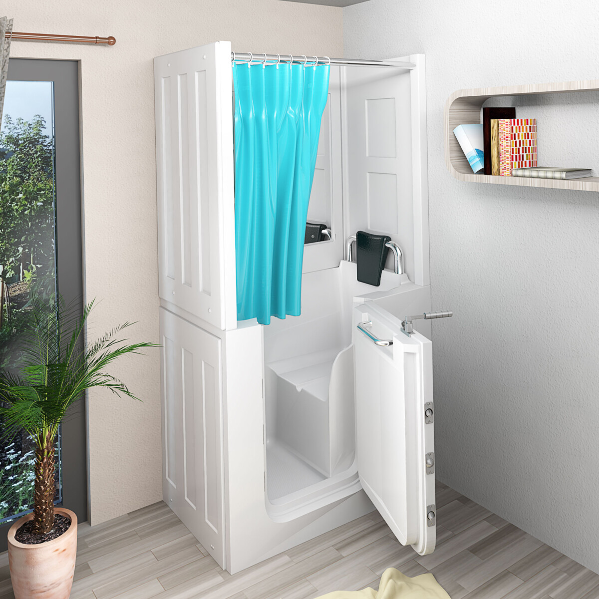 Seniorendusche und Sitzwanne Kombination Wanne mit Tür S08D-C-R 110x68x205cm