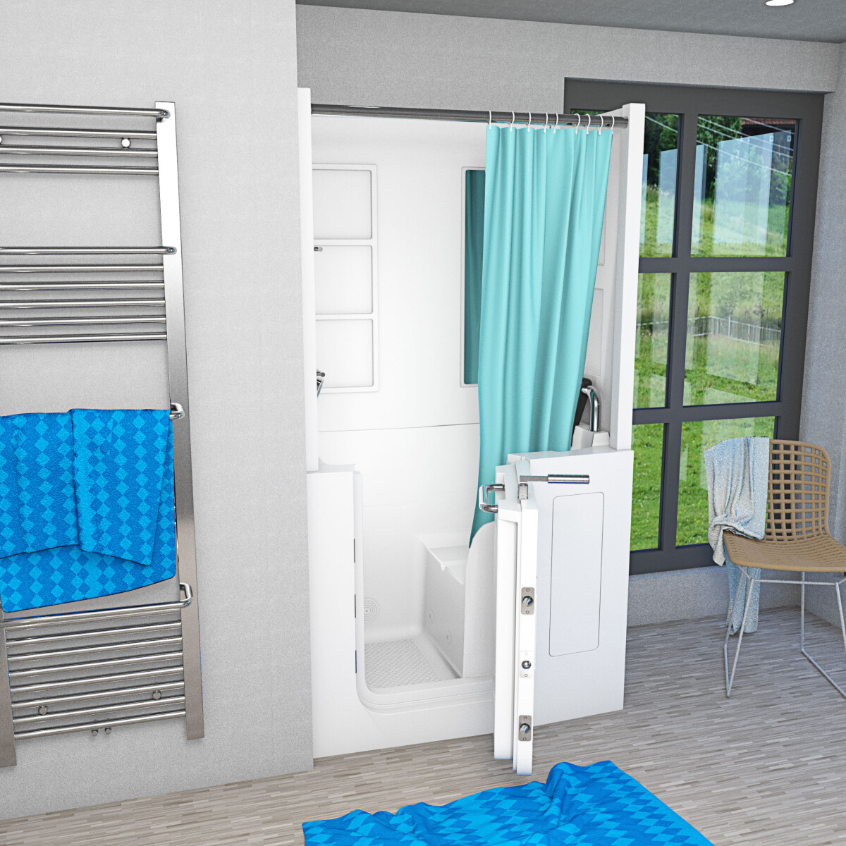 Seniorendusche und Sitzwanne Kombination Wanne mit Tür S08D-TH-A-R 68x110x205cm